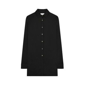 Serena Bute Satin Stripe Open Back Shirt - Black - NWT